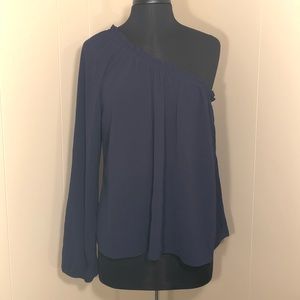 One shoulder navy top